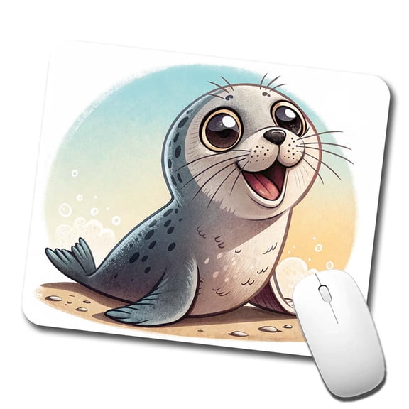 Seal Children's Illustration Style Mouse Pad Low Profile Gaming Mat
