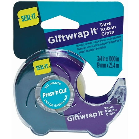 Seal-It 3/4 Inches x 1000 Inches, Gift Wrap Tape, Press'n Cut Dispenser, Clear