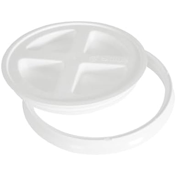 Seal Lid - Pet Food Storage Container Lids - Fits 3.5, 5, 6, & 7 Gallon Buckets, White, 4122E, Made in USA, Fits a 3.5 to 7 Gallon Bucket
