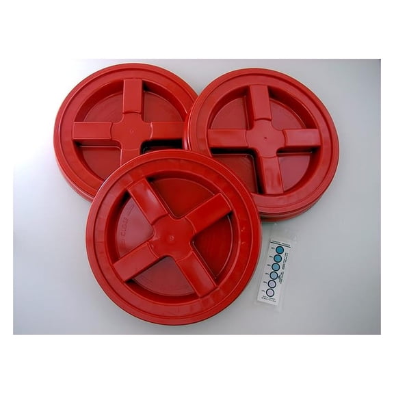 Seal Lid, Red, 3 Pack - New! - Boxed! - 5 Gallon Bucket Lids (Fits 3.5, 5, 6, & 7 Gal.) Storage Container Lid