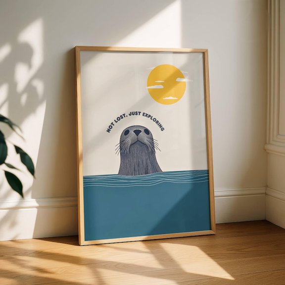 Seal Ocean Sea Life Illustration Wall Art Print, Unframed Paper Poster 8x10in