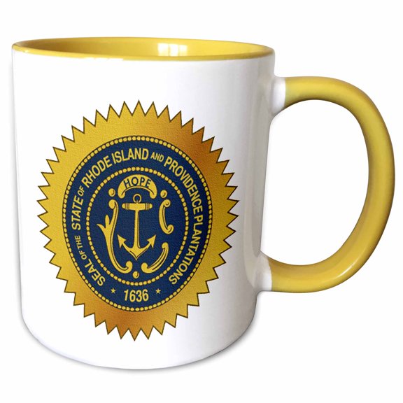 3drose, Seal of the State Rhode Island (pd-us), 11oz Two-tone Yellow Mug