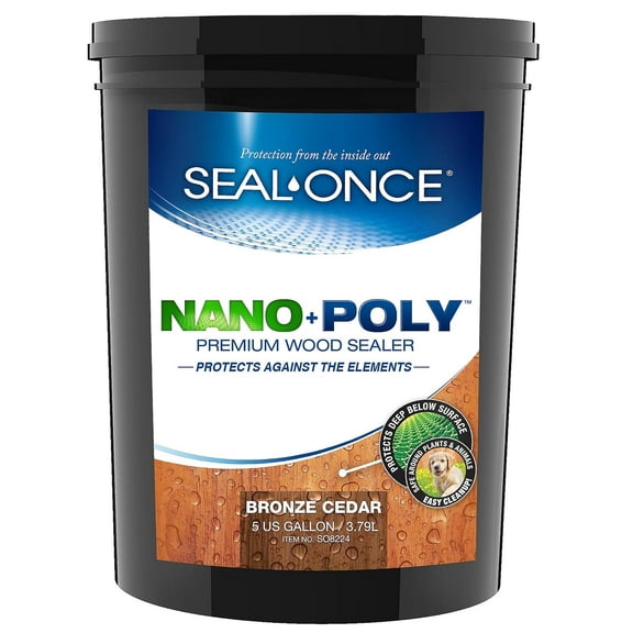 SEAL-ONCE Bronze Cedar NANO+POLY Premium Wood Sealer, 5 Gallon - Outdoor Use