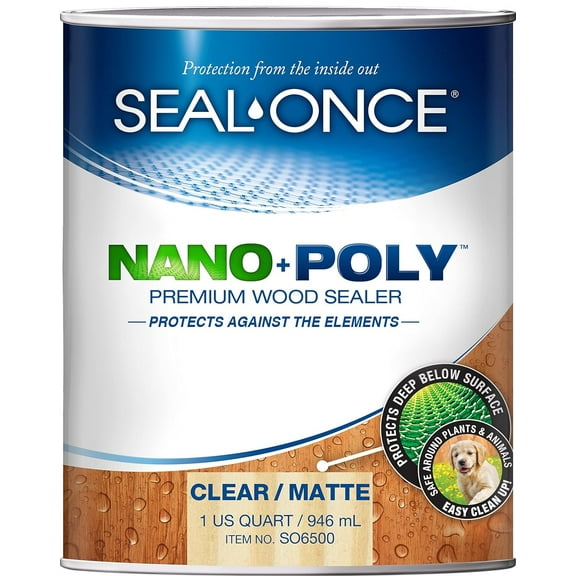 SEAL-ONCE NANO+POLY Premium Transparent Polyurethane Outdoor Wood Sealer, 1 Gallon