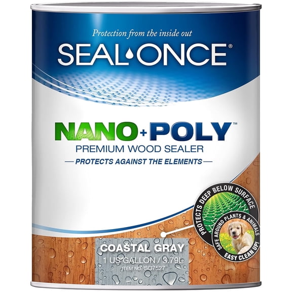 SEAL-ONCE Coastal Gray NANO+POLY Premium Wood Sealer, 1 Gallon - Outdoor Use