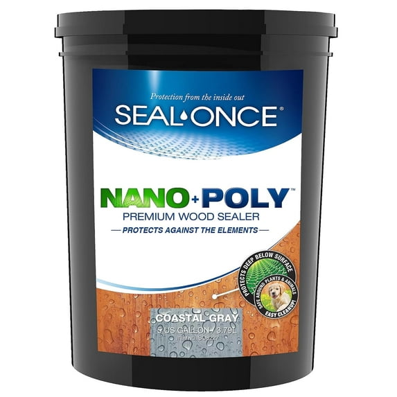 SEAL-ONCE Coastal Gray NANO+POLY Premium Wood Sealer, 5 Gallon - Outdoor Use