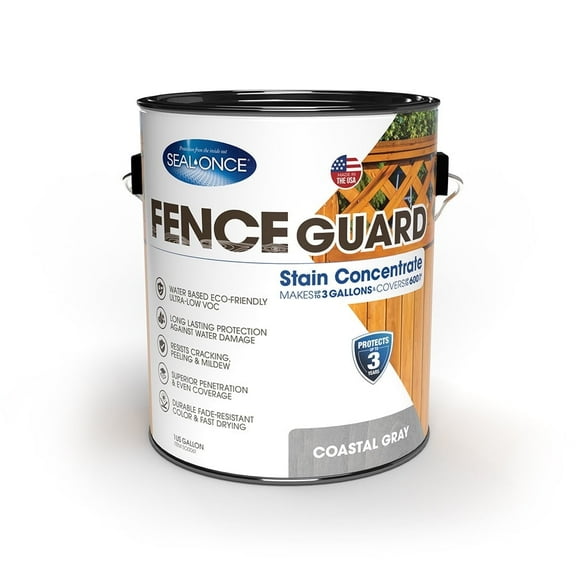 SEAL-ONCE FENCE GUARD Coastal Gray Stain Concentrate, 1 Gallon - Outdoor Use