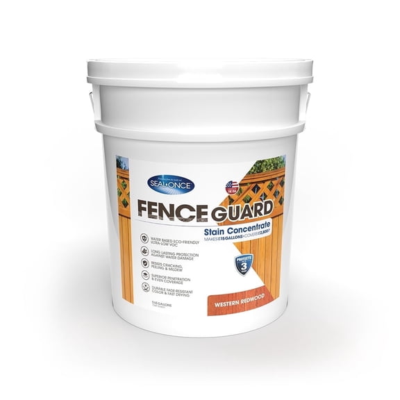 SEAL-ONCE FENCE GUARD Western Redwood Stain Concentrate, 5 Gallon - Outdoor Use