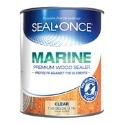 SEAL-ONCE MARINE Clear Wood Sealer, Waterproofing Deck and Wood Stain, 1 Gallon - Outdoor Use