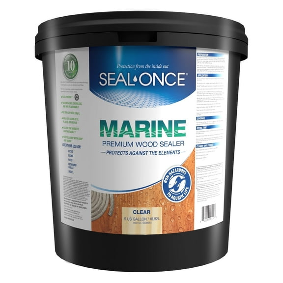 SEAL-ONCE MARINE Clear Premium Wood Sealer, 5 Gallon - Outdoor Use