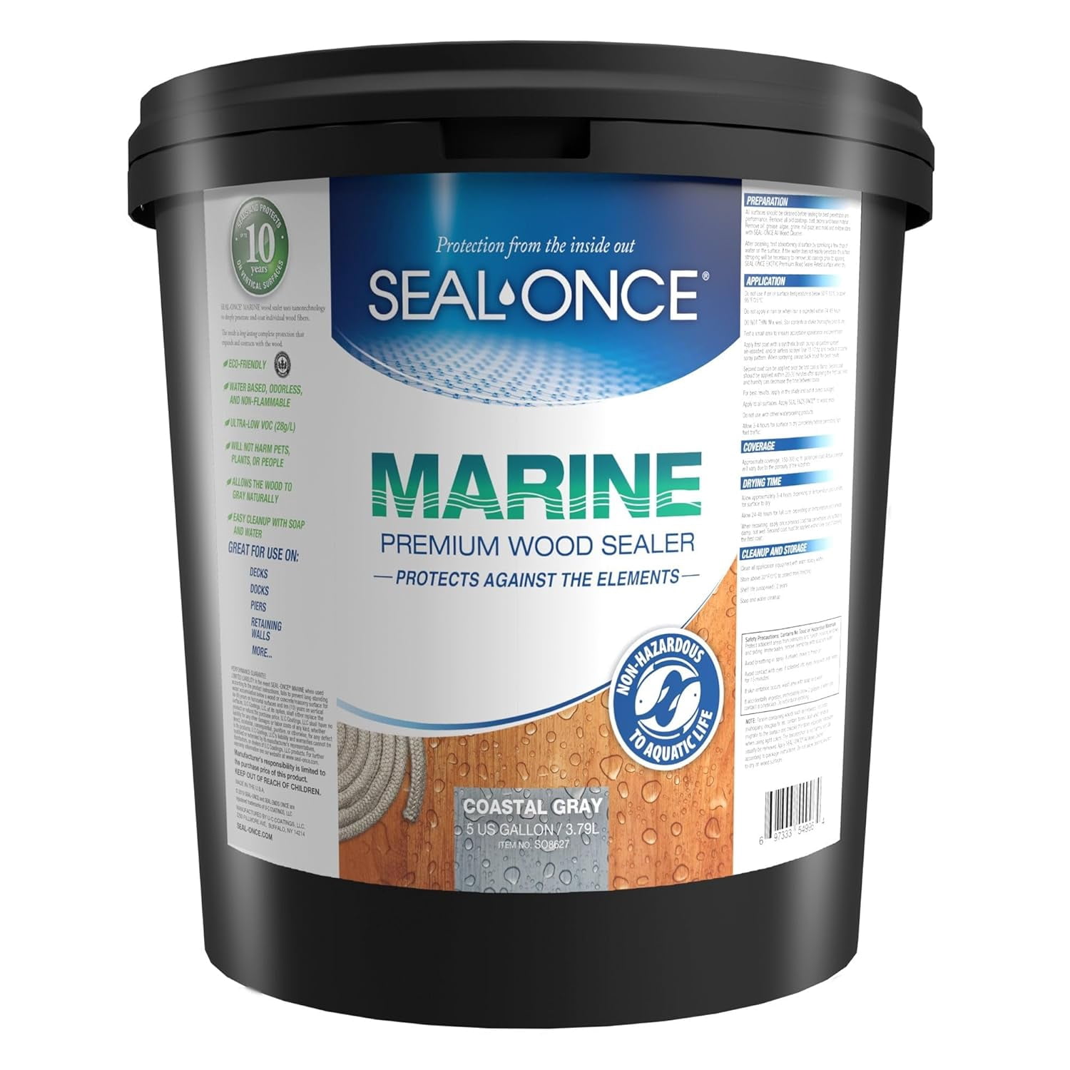 Image showcasing Seal-Once Marine Premium Wood Sealer - Waterproof Sealant - Wood Stain ...