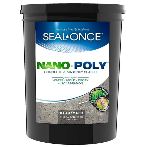 SEAL-ONCE NANO+POLY Concrete & Masonry Sealer, 5 Gallon - Outdoor Use