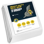 Seal Skin Heavy Duty 12x20 FT White Waterproof Tarp, 12 Mil Thick, UV & Tear Resistant