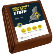 Seal Skin Heavy Duty 12x20 FT Brown Waterproof Tarp, 16 Mil Thick, UV & Tear Resistant