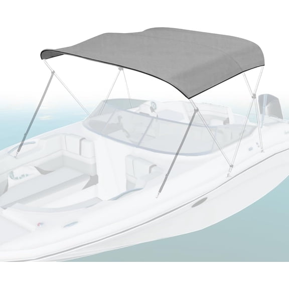 Seal Skin Covers 3 Bow Bimini Top Replacement Cover, Waterproof Canvas Boat Canopy Without Frame 72" L 85"-90" W Gray Color