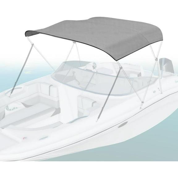 Seal Skin Covers 3 Bow Bimini Top Replacement Cover, Waterproof Canvas Boat Canopy Without Frame 72" L 97"-103" W Gray Color