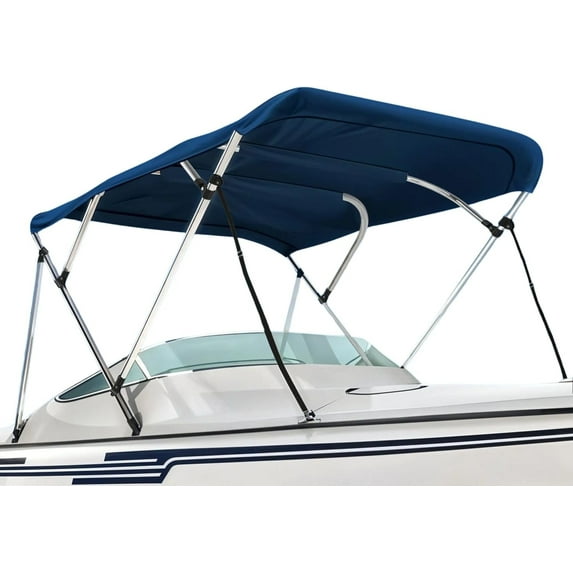 Seal Skin 4 Bow Bimini Top for Boats, Marine Grade Waterproof Canopy Cover with Frame, 8'L X 54" H X 79"-84"W