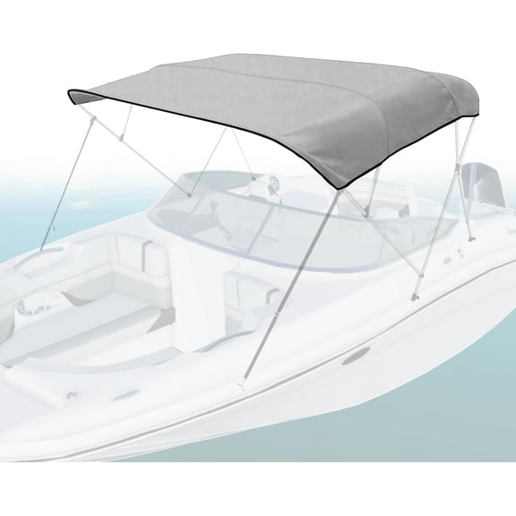 Seal Skin Covers 4 Bow Bimini Top Replacement Cover, Waterproof Canvas Boat Canopy Without Frame 96" L 91"-96" W Gray Color