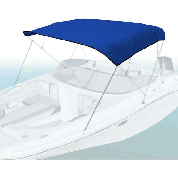 Seal Skin Covers 4 Bow Bimini Top Replacement Cover, Waterproof Canvas Boat Canopy Without Frame 96" L 97"-103" W Blue Color