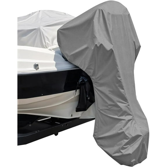 Seal Skin Outboard Motor Cover, Waterproof, UV-Proof, Zipper, Gray Color, Fits 40-50HP