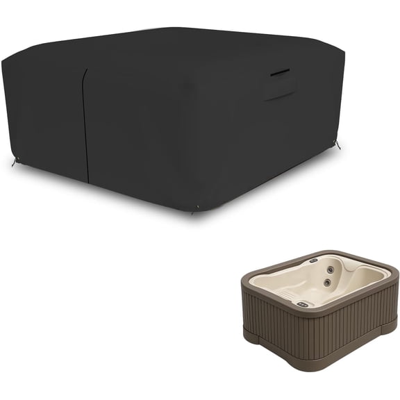 Seal Skin Covers Waterproof Patio Hot Tub Cover with Air Vents (Black, 95"L x 95"W x 20"H)