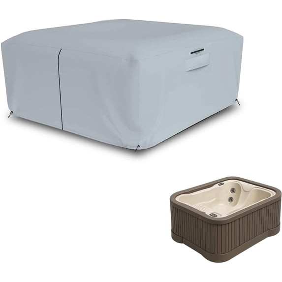 Seal Skin Covers Waterproof Patio Hot Tub Cover with Air Vents (Gray, 95"L x 95"W x 20"H)