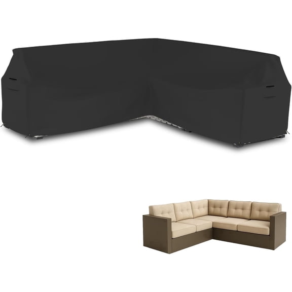 Seal Skin Patio Right Sectional Sofa Cover, Waterproof Elite Fabric (Black, 104" L/83 L x 32" D x 31" H)