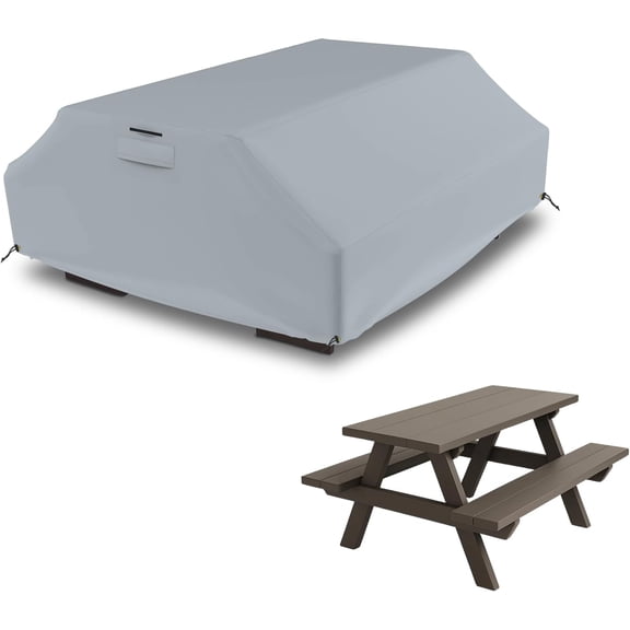 Seal Skin Picnic Table Cover, Waterproof Elite PVC, All-Weather Protection (Gray, 75”L x 62”W x 30”H)