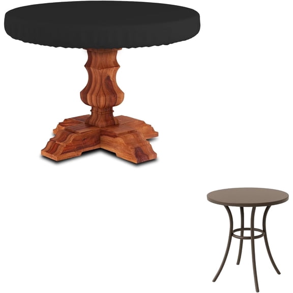 Seal Skin Round Table Top Cover, Waterproof Elite PVC, All-Weather Protection (Black, 30"Dia x 4"H)