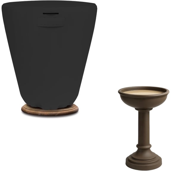 Seal Skin Waterproof Patio Bird Bath Cover with Air Vent (Black, 24" DIA x 18"H)