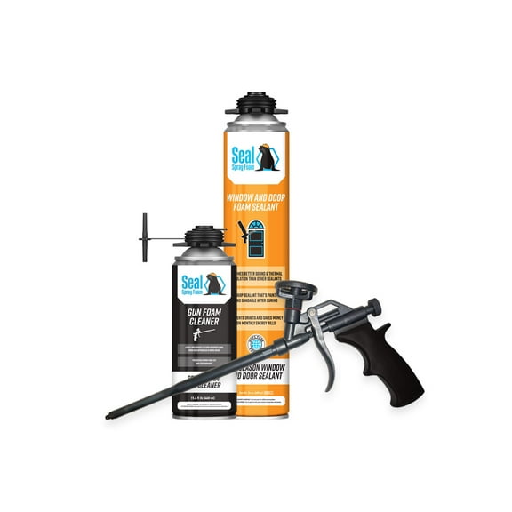 Seal Spray Window and Door Foam No Warp One Component Polyurethane Gun Foam Sealant (1 / 23.2oz Can) with Seal Spray 15" Seal Spray Gun and 1 Can of 16.9oz Seal Spray Cleaner