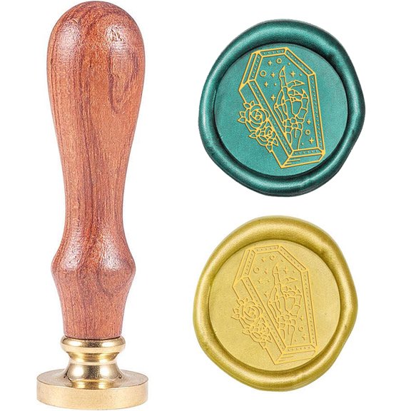 Seal Stamp Set Sealing Stamp Solid Brass Head Wood Handle Retro Brass Stamp Kit Removable for Envelopes Invitations Gift Card Body