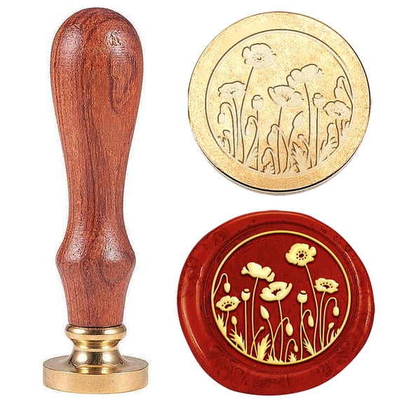 Seal Stamp Set Sealing Stamp Solid Brass Heads with Wood Handles for Envelopes Invitations Gift Card Flower 83x22mm