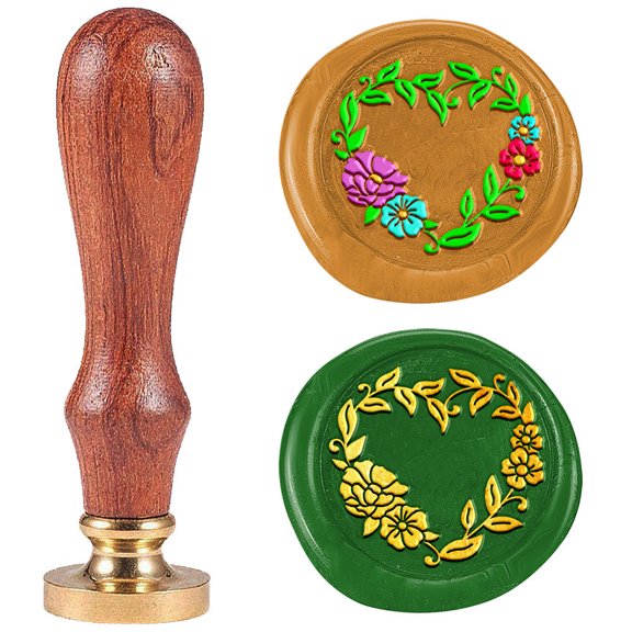 Seal Stamp Set Sealing Stamp Solid Brass Heads with Wood Handles for Envelopes Invitations Gift Card June Rose 83x22mm for DIY