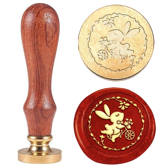 Seal Stamp Set Sealing Stamp Solid Brass Heads with Wood Handles for Envelopes Invitations Gift Card Rabbit 83x22mm for DIY