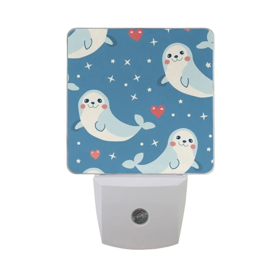 Seal Star Dot Heart Night Light 2 Pack LED Nightlight Plug into Wall Dusk to Dawn Sensor Soft White