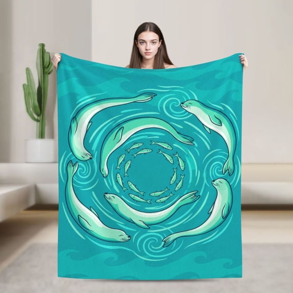 Seal Throw Blanket, All Season Lightweight Warm Cozy Lounging Blanket for Sofa, Living Room Accent 50x40