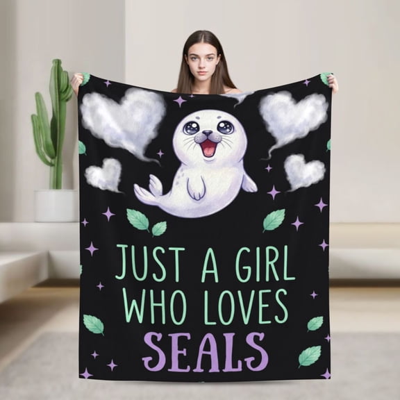 Seal Throw Blanket, Cozy Warm All Season Air Conditioning Blanket for Couch, Aesthetic Room Decor 50x40