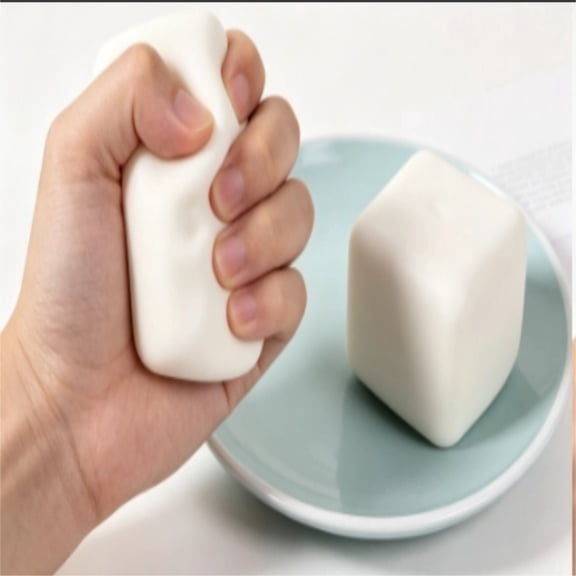 Seal Tofu Squishy, Cute Soft White Cube Stress Toy, Slow Rising Fidget Block, Silky Squeeze Ball for Anxiety Relief, Pocket Cute Stress Ball for Adults Improving Focus Party Favors Gift