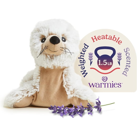warmies 13” Seal Stuffed Animal, Microwavable Heated Plushies and Weighted Soft Plush Toys
