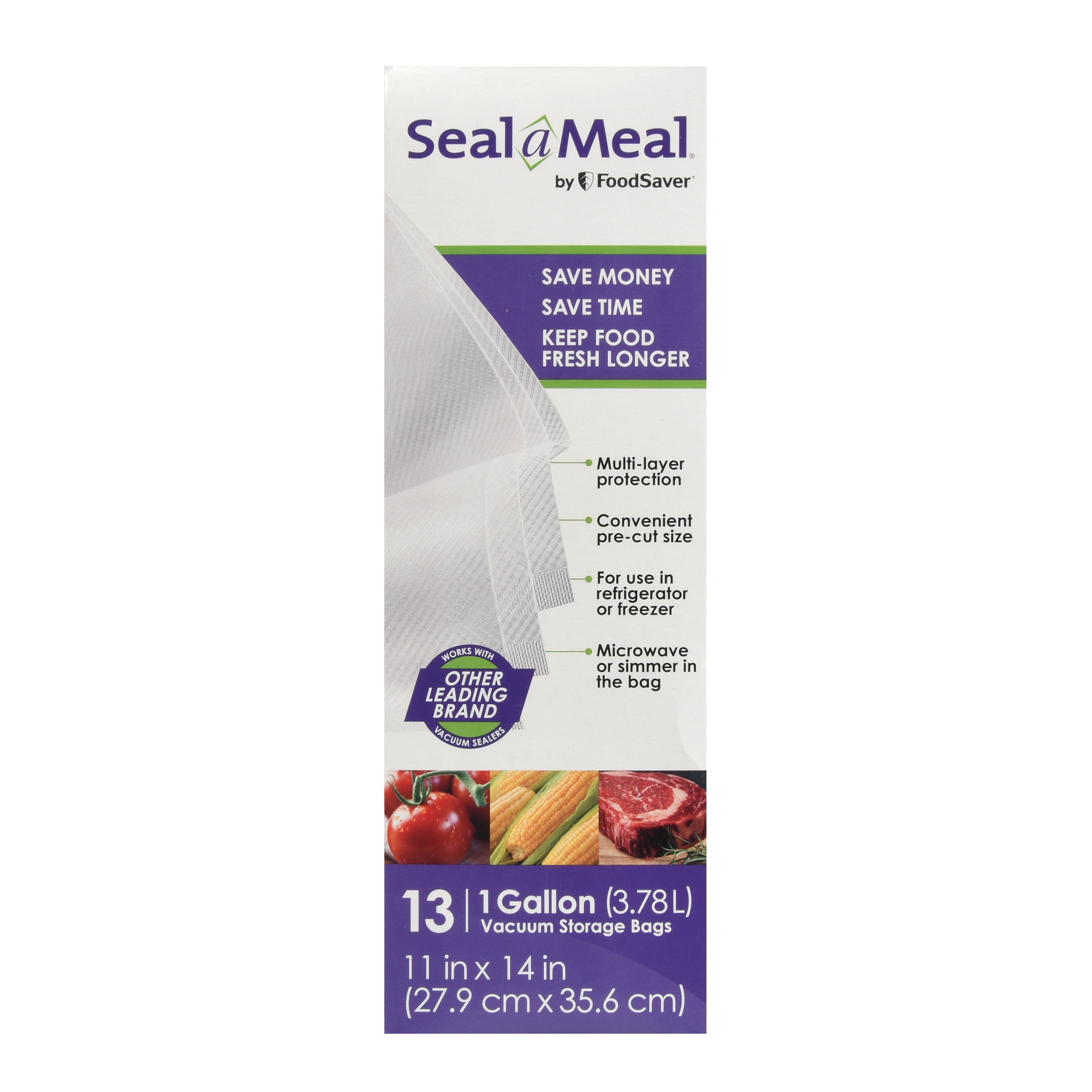 Seal-a-meal 1-Gallon Vacuum Seal Bags for Seal-a-meal and Foodsaver Vacuum Sealers, 13 Pack