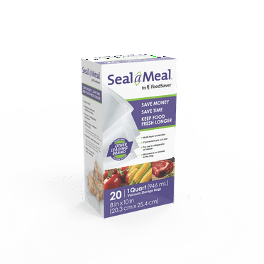 Seal-a-Meal 1-Quart Vacuum Seal Bags for Seal-a-Meal and FoodSaver Vacuum Sealers, 20 Pack, Plastic