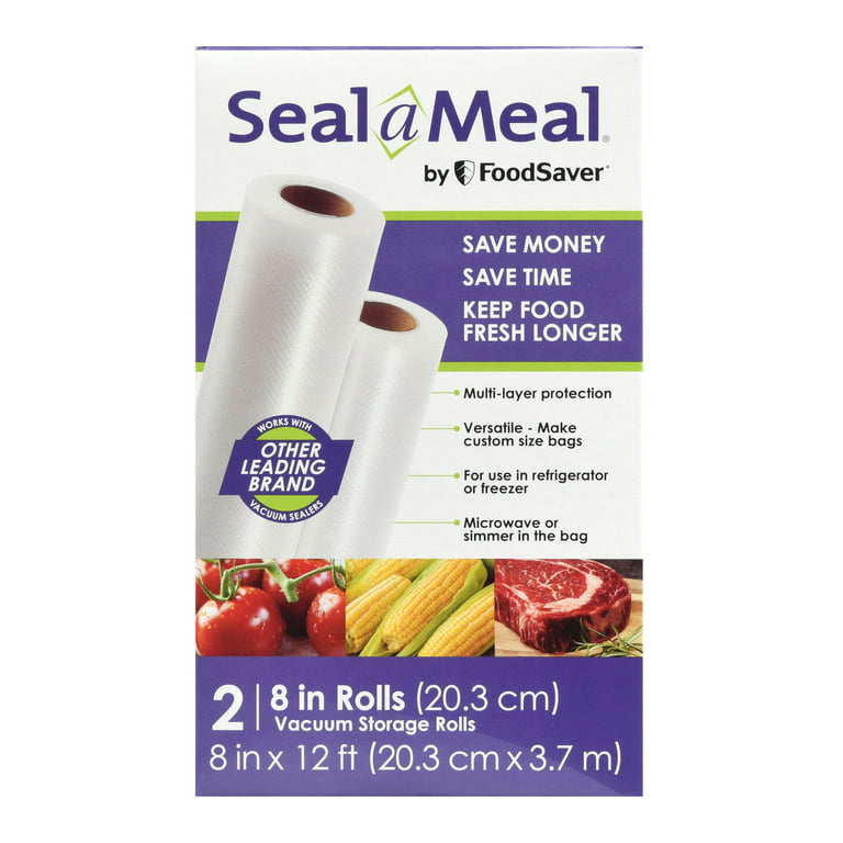 Seal A Meal 8 Inch by FoodSaver 2 Pack Food Sealer Bags Rolls Vacuum