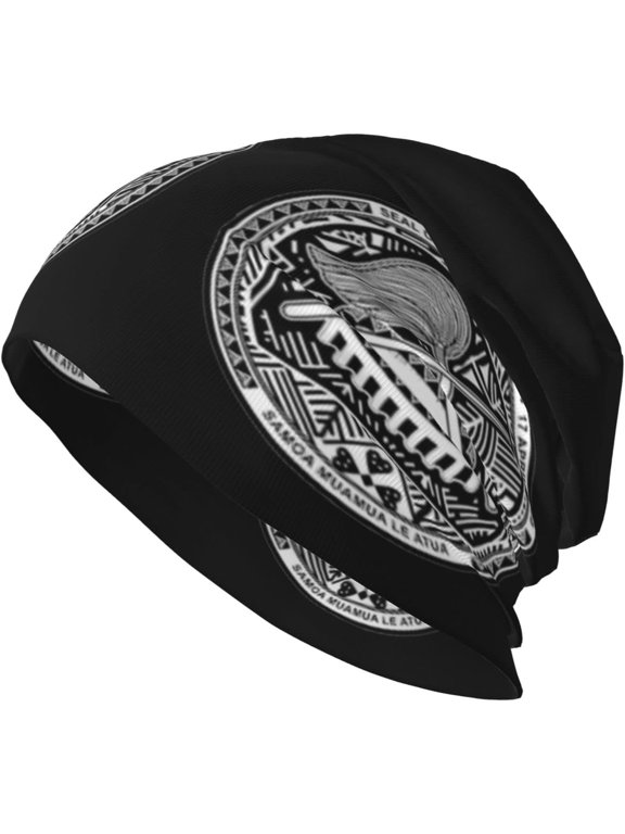 Seal of American Samoa Beanie Hat Men Women Stretch Slouchy Warm Skull Knit Beanies Cap for Winter Black