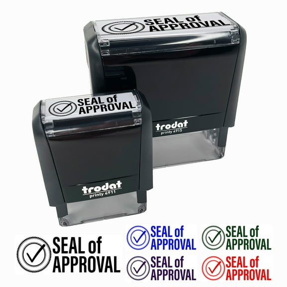 Seal of Approval Check Mark Checkmark Self-Inking Rubber Stamp Ink Stamper for Business Office - Pink Ink - Small 1-1/2 Inch