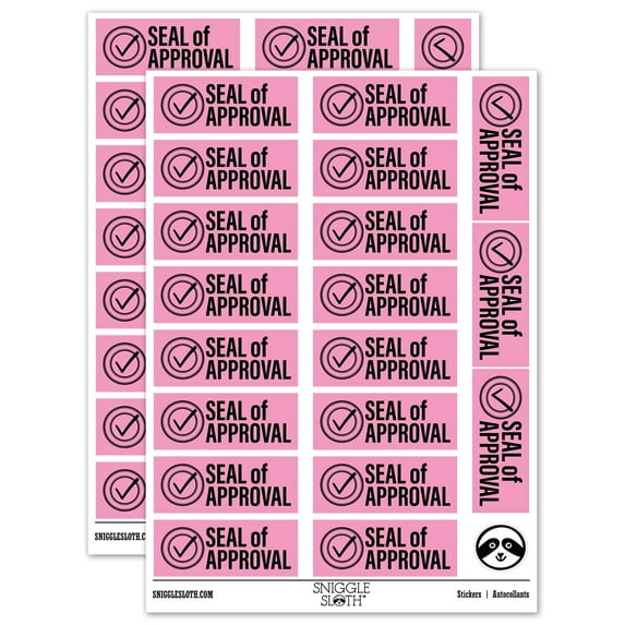 Seal of Approval Check Mark Checkmark Sticker Set - Light Pink - Gloss Finish - 2.00" Large