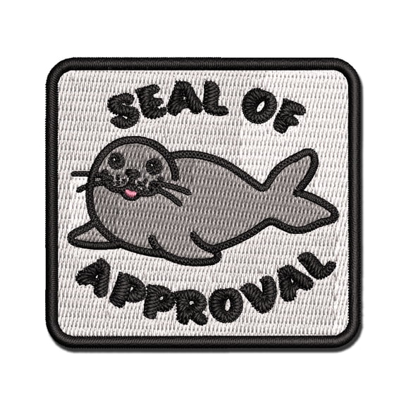 Seal of Approval I Approve Funny Applique Multi-Color Embroidered Iron-On Patch - 2.0 Inch Mini