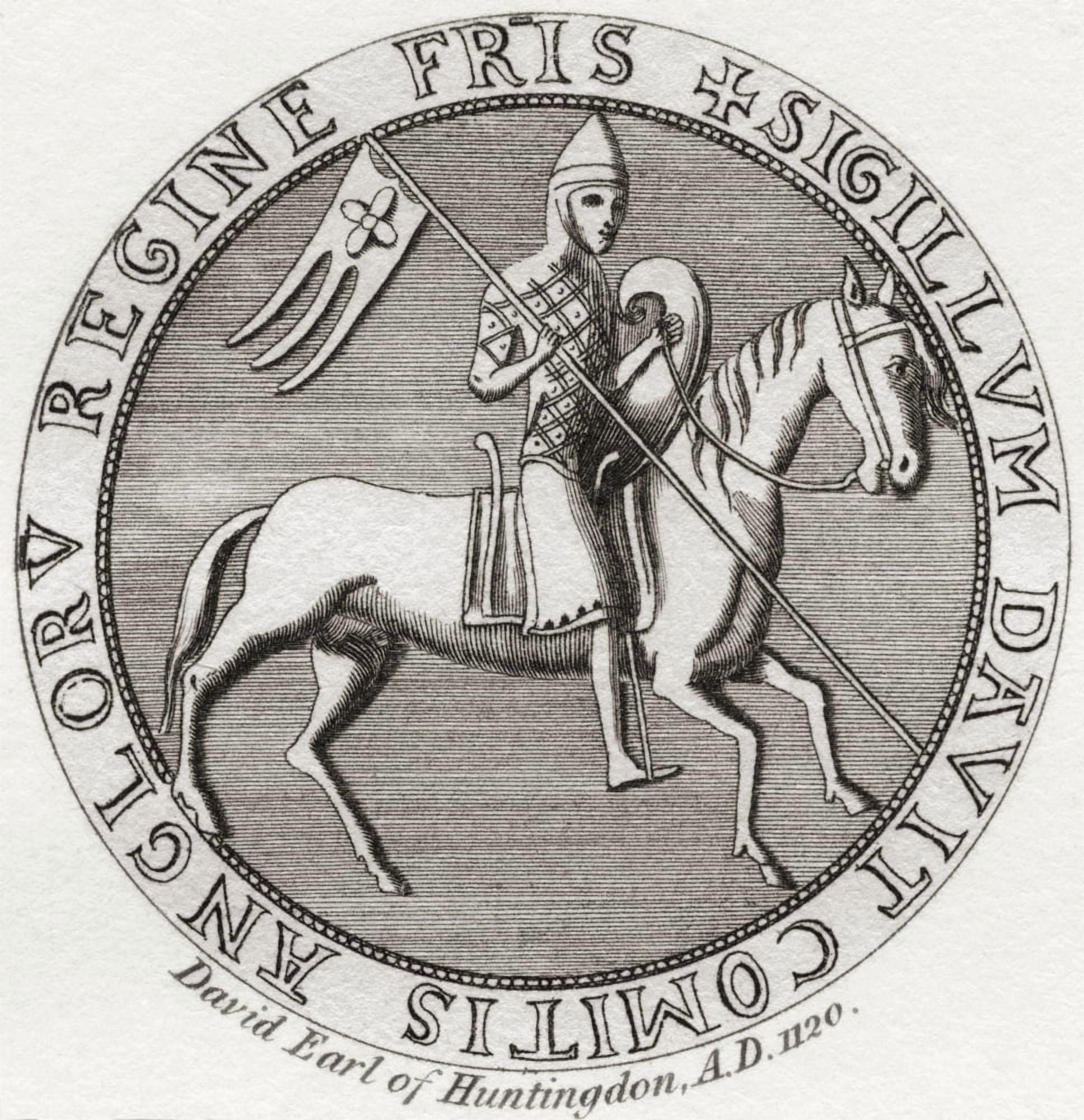 Seal of David of Scotland c1144 Canvas Art - Ken Welsh Design Pics (26 x 28)