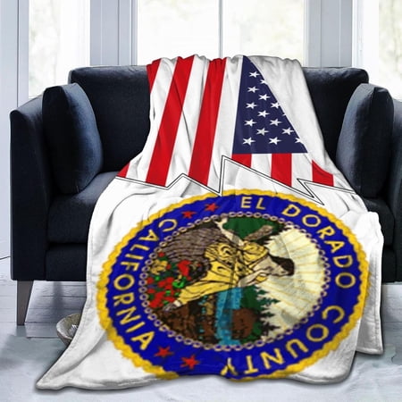 Seal of El Dorado County, California and America Throw Blanket 60"x50" Fuzzy Warm Flannel Blanket Soft Blanket for Couch Bed Sofa