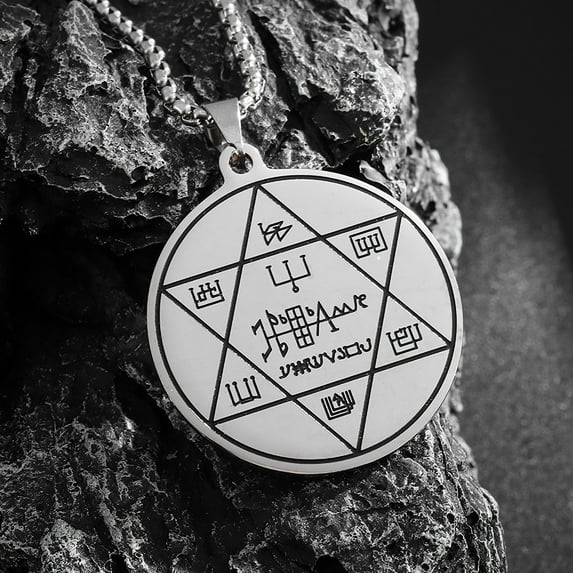 Seal of Solomon Jewish Hexagram Necklace for Women Men 14K White Gold Star of David Chain Necklace Jewelry